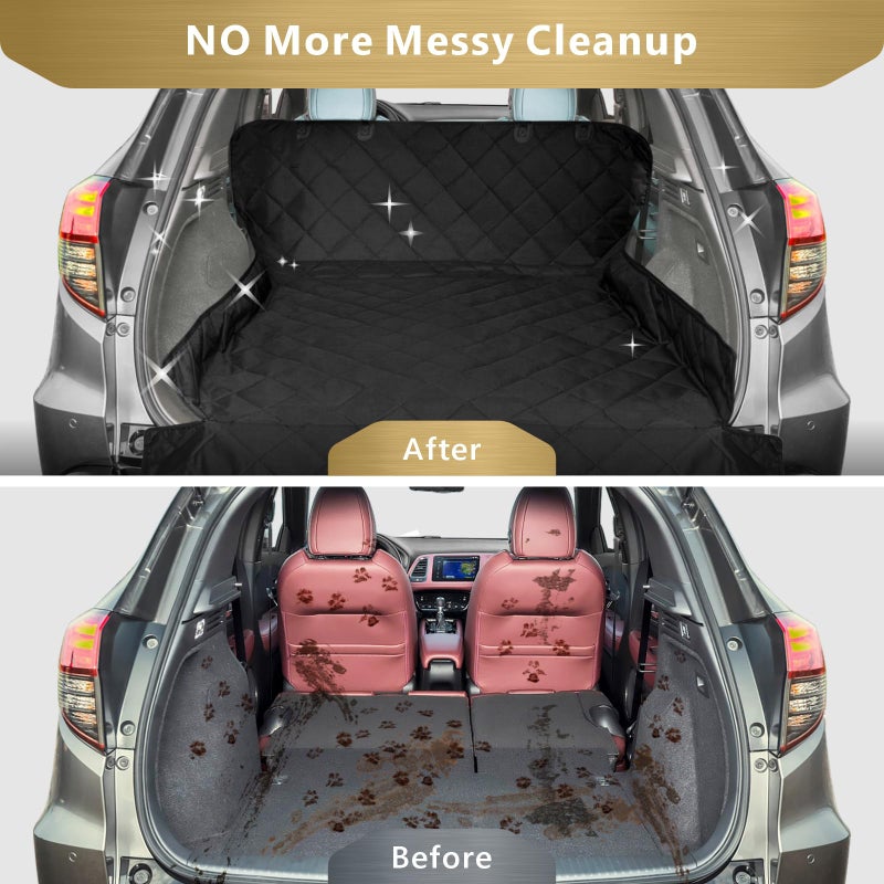 F-color SUV Cargo Liner for Dogs, Upgraded Extra Large Water Resistant Pet Cargo Cover Dog Seat Cover Mat for SUVs with with Bumper Flap for Full-Size SUVs Vans, Black - Image 3